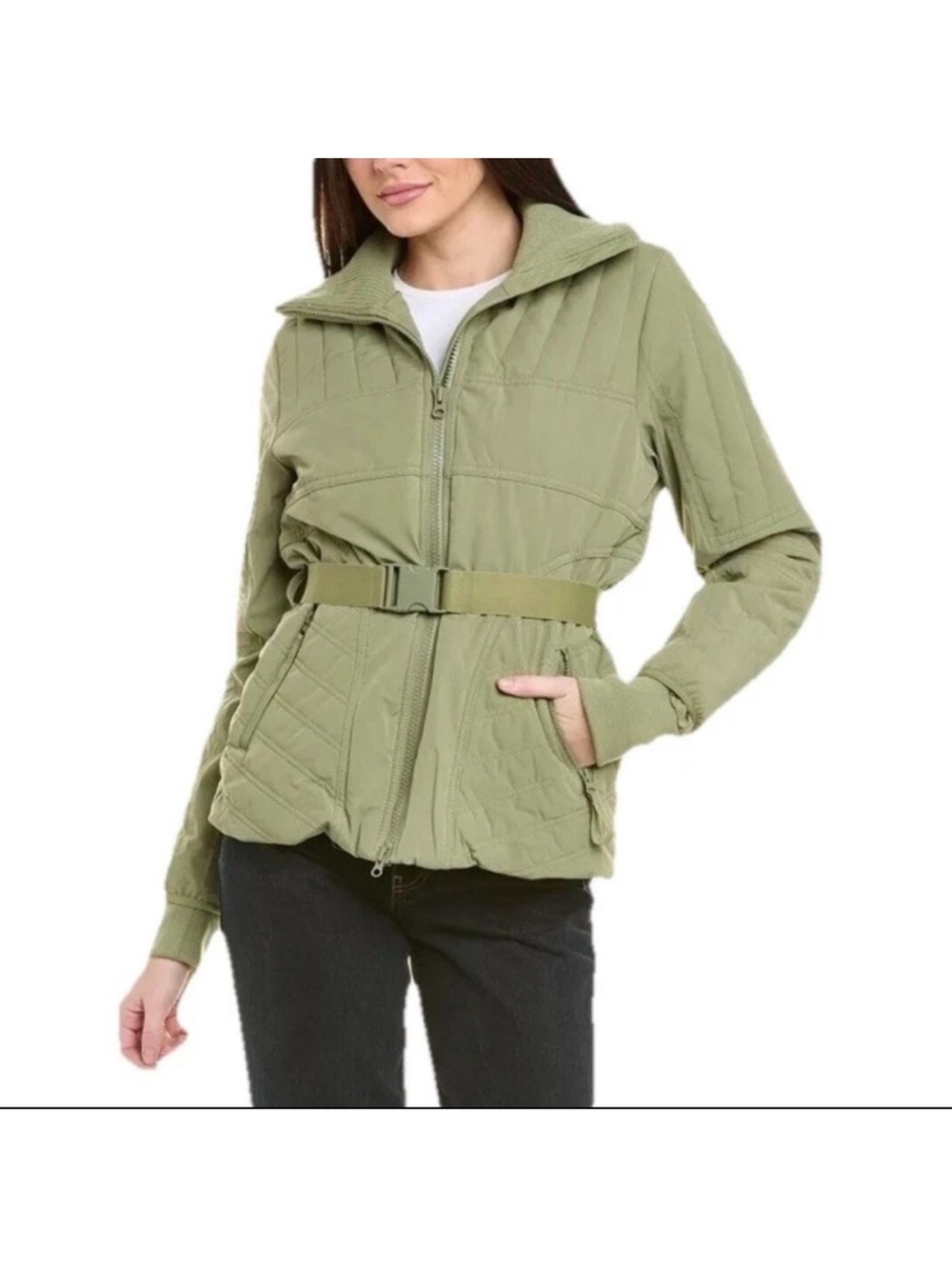 Cabi‎ Ski Lift Puffer Jacket Women's Size XLIn Green Belted Style 4300